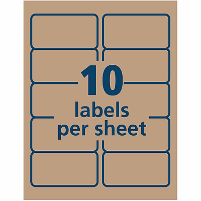 Avery Shipping Labels,, Kraft Brown, 2" x 4" , 250 Labels (5784) (05784)