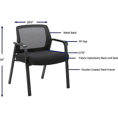 Lorell Big & Tall Mesh Low-Back Guest Chair (LLR67003)