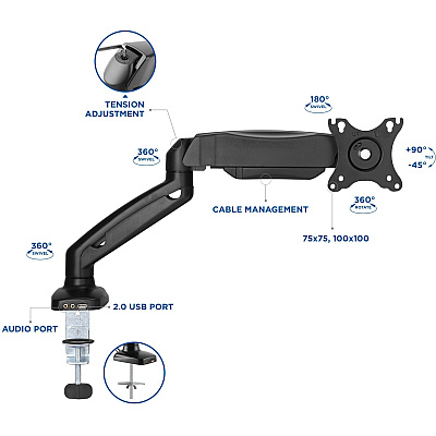 Lorell Mounting Arm for Monitor - Black (LLR99800)