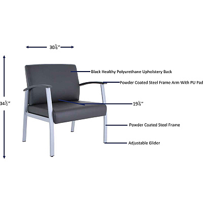 Lorell Healthcare Reception Big & Tall Antimicrobial Guest Chair (LLR67001)