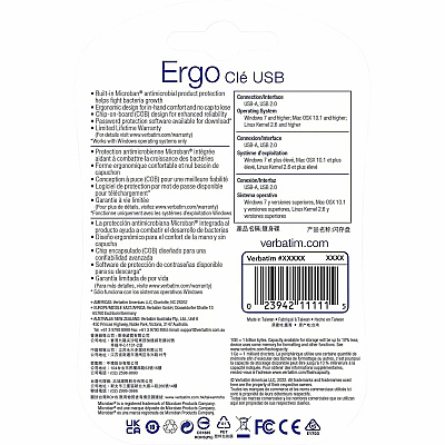 Verbatim 32GB Ergo USB Flash Drive - Black (VER70876)