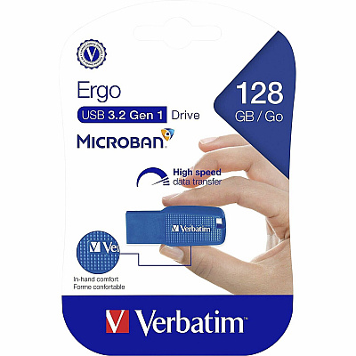 Verbatim 128GB Ergo USB 3.0 Flash Drive - Blue (70880)