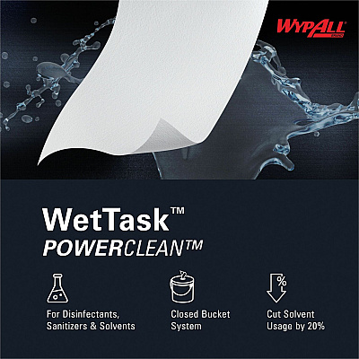 Wypall PowerClean WetTask Wipers for Disinfectants, Sanitizers & Solvents (KCC06211)