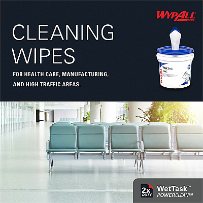 Wypall PowerClean WetTask Wipers for Disinfectants, Sanitizers & Solvents (KCC06211)