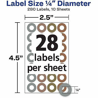 Avery Reinforcement Stickers, 1/4" , Metallic, 280 Total (5745) (05745)