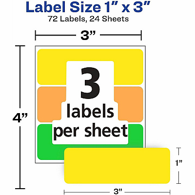 Avery Rectangular Removable Color Coding Labels on Small Sheets (06722)
