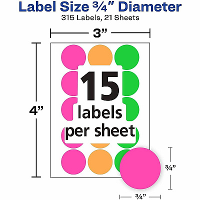 Avery 3/4" Round Removable Color Coding Labels - Handwrite Only (06733)