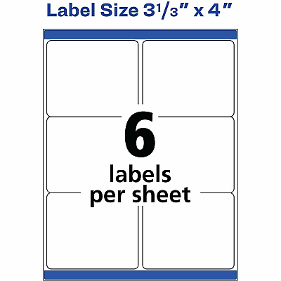 Avery Shipping Labels, Sure Feed, 3-1/3" x 4" , 60 White Labels (15264)