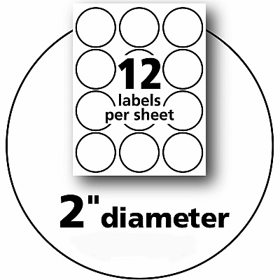 Avery Printable Round Labels , 2" , Glossy White, 60 Labels (22817)