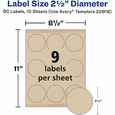Avery Print-To-The-Edge Kraft Brown Labels (22818)