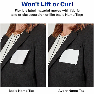 Avery Flexible Name Badges, 2-1/3" x 3-3/8" , Matte, 80ct (25395)