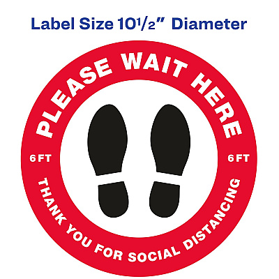 Avery Social Distance PLEASE WAIT HERE Floor Decal (AVE83090)