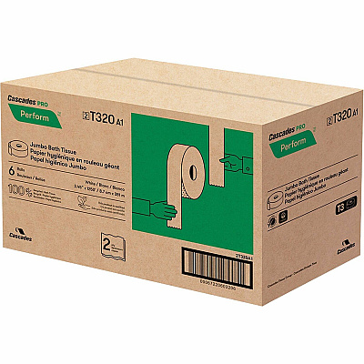 Cascades Perform Jumbo Toilet Paper, 2 Ply, White (CSDT320)