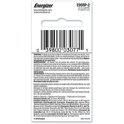 Energizer AAAA Batteries, 2 Pack (EVEE96BP2)
