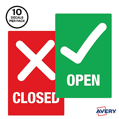 Avery Surface Safe OPEN/CLOSED Table/Chair Decals (AVE83070)