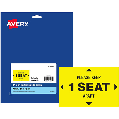 Avery Surface Safe PLEASE KEEP 1 SEAT APART Decals (AVE83073)