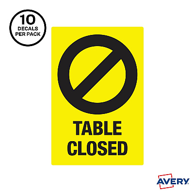 Avery Surface Safe TABLE CLOSED Preprinted Decals (AVE83075)