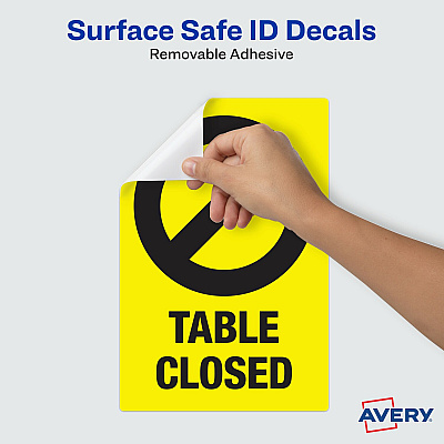 Avery Surface Safe TABLE CLOSED Preprinted Decals (AVE83075)