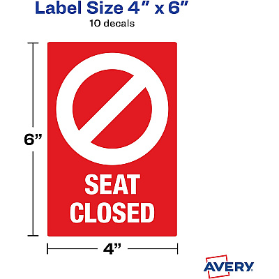 Avery Surface Safe SEAT CLOSED Chair Decals (AVE83076)