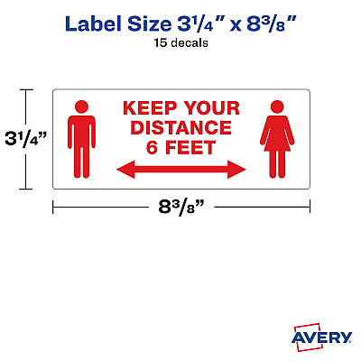 Avery Surface Safe KEEP YOUR DISTANCE Decals (AVE83079)