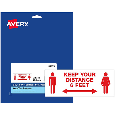Avery Surface Safe KEEP YOUR DISTANCE Decals (AVE83079)