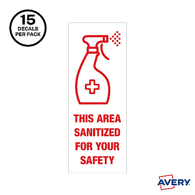 Avery Surface Safe THIS AREA SANITIZED Decals (AVE83080)