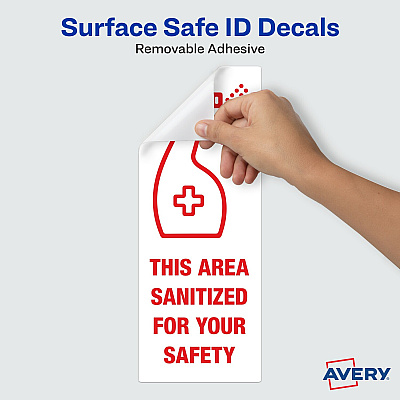 Avery Surface Safe THIS AREA SANITIZED Decals (AVE83080)