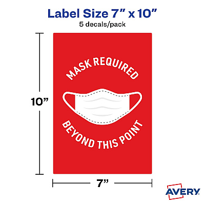 Avery Surface Safe MASK REQUIRED Wall Decals (AVE83177)