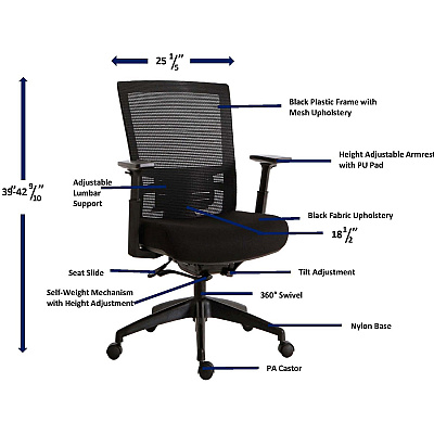 Lorell Mesh Mid-back Office Chair (LLR62626)