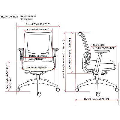 Lorell Mesh Mid-back Office Chair (LLR62626)