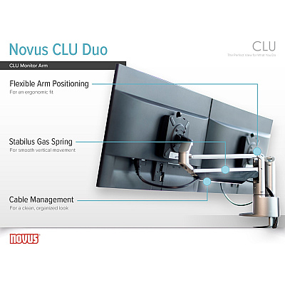 Novus CLU Duo 990+4019+000 Mounting Arm for Monitor - Silver (9904019000)