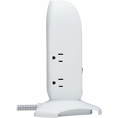 Tripp Lite 5-Outlet Surge Protector Tower, 3x USB Ports (3.1A Shared), 6 ft. Cord, 5-15P Plug, 1200 Joules, White (TLP66USB)