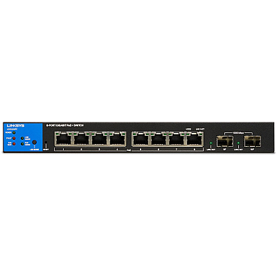 Linksys 8-Port Managed Gigabit PoE+ Switch with 2 1G SFP Uplinks (LNKLGS310MPC)