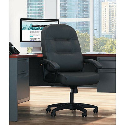 HON Pillow-Soft Executive High-Back Chair | Fixed Arms | Black Fabric (HON2095HPWST10T)