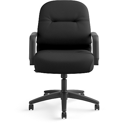 HON Pillow-Soft Mid-Back Chair | Center-Tilt | Fixed Arms | Black Fabric (HON2092CU10T)