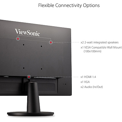 Viewsonic VA2447-MH 24 Inch Full HD 1080p Monitor with 100Hz, Ultra-Thin Bezel, AMD FreeSync, Eye Care, and HDMI, VGA Inputs for Home and Office