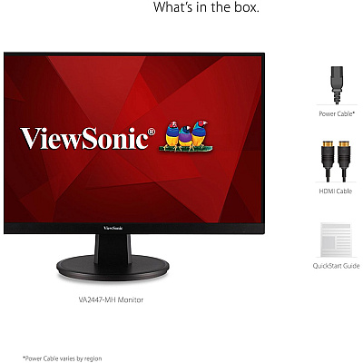 Viewsonic VA2447-MH 24 Inch Full HD 1080p Monitor with 100Hz, Ultra-Thin Bezel, AMD FreeSync, Eye Care, and HDMI, VGA Inputs for Home and Office