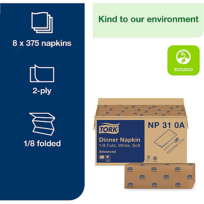 Tork White Dinner Napkin (TRKNP310A)