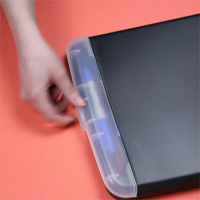 Officemate Slim Clipboard Storage Box w/Low Profile Clip, Charcoal (OIC83308)