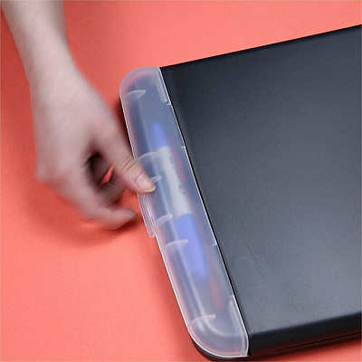 Officemate Slim Clipboard Storage Box w/Low Profile Clip, Charcoal (OIC83308)