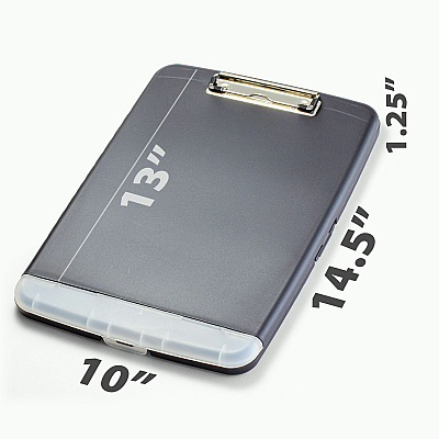 Officemate Slim Clipboard Storage Box w/Low Profile Clip, Charcoal (OIC83308)