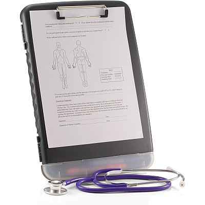 Officemate Slim Clipboard Storage Box w/Low Profile Clip, Charcoal (OIC83308)