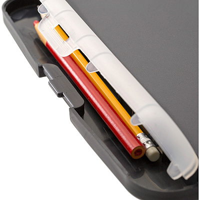 Officemate Slim Clipboard Storage Box w/Low Profile Clip, Charcoal (OIC83308)