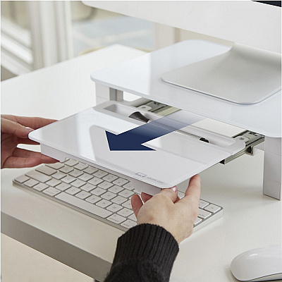 Quartet Monitor Riser with Glass Dry-Erase Board Desktop (QRTQ090GMRW01)