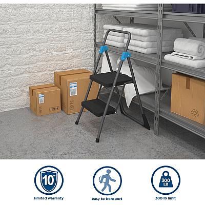 Cosco Steel 2-step Folding Step Stool (CSC11829GGB)