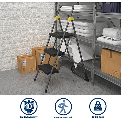 Cosco Steel 3-step Folding Step Stool (CSC11839GGO)