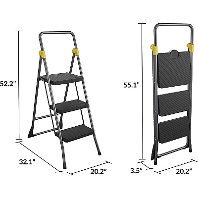 Cosco Steel 3-step Folding Step Stool (CSC11839GGO)