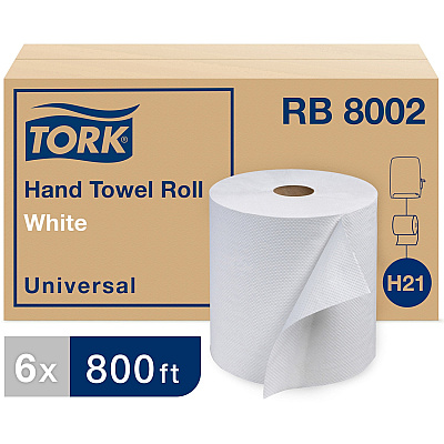 TORK Hand Towel Roll, White, Universal (TRKRB8002)