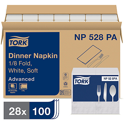 TORK White Soft Dinner Napkin - 1/8 Fold (TRKNP528PA)