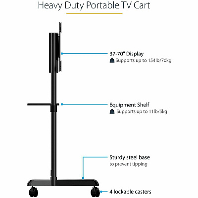 StarTech Mobile Tv Cart/stand 37-70in Vesa Mount (MBLTVSTNDEC)